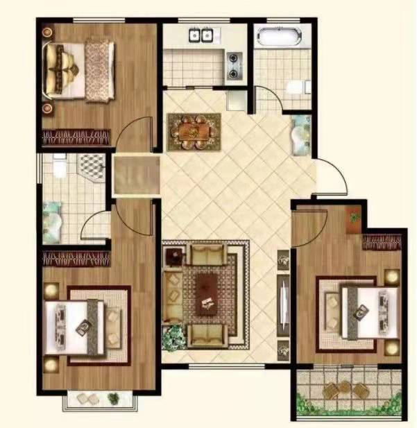 金苑小区 3室2厅2卫 2100.0元/月 金苑小区 3室2厅2卫 2100.0元/月户型图