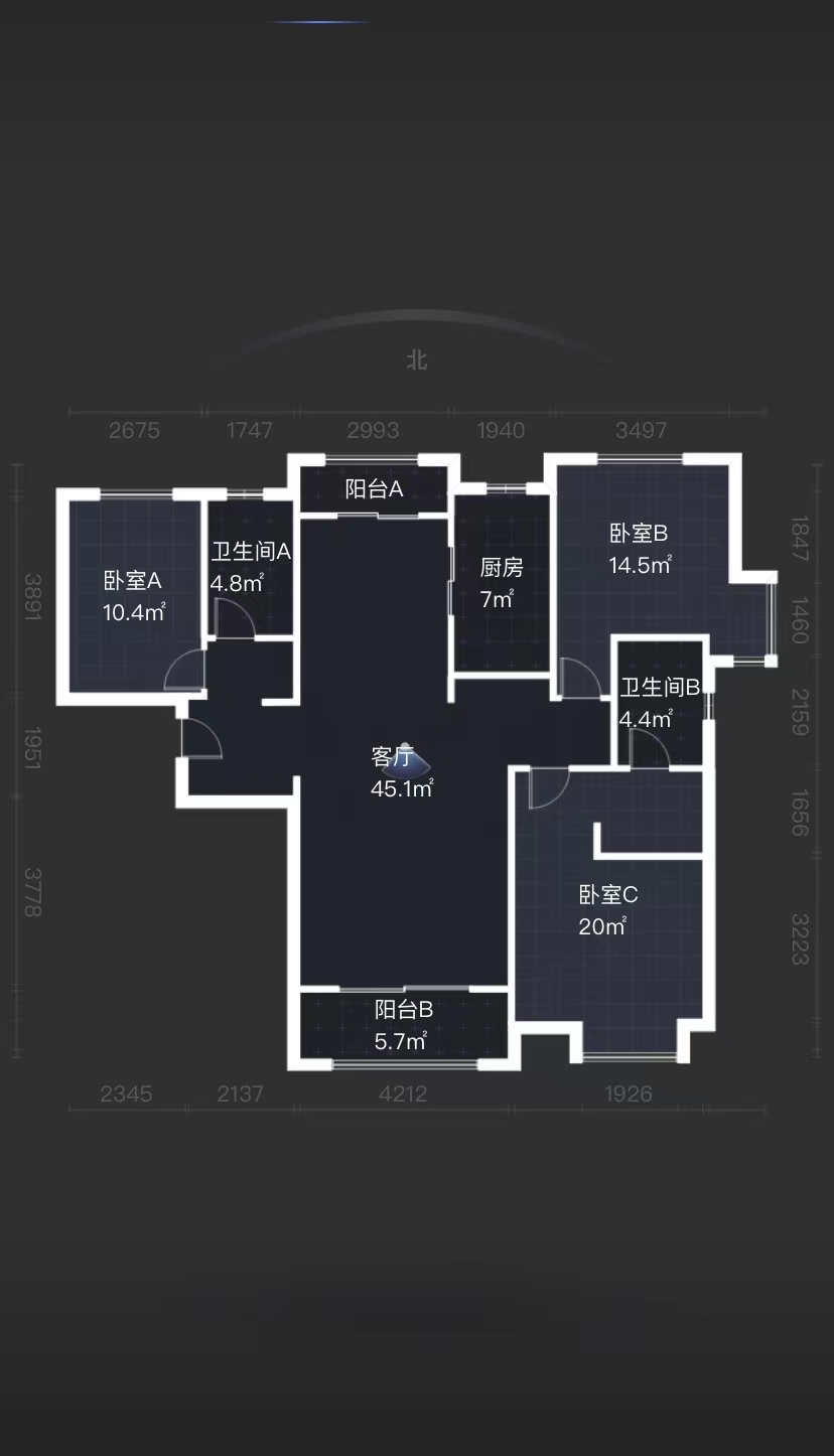 曲江华著中城  3室2厅2卫   330.00万户型图