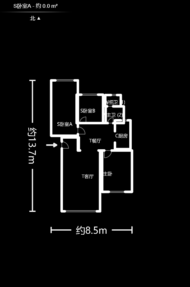 鼓风机械厂宿舍  3室2厅1卫   88.00万户型图