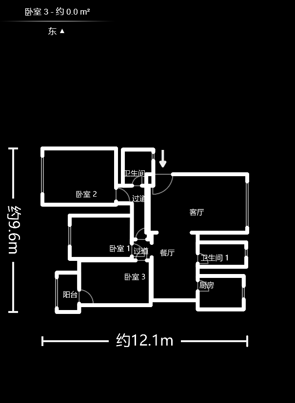 竹韵商居  3室2厅1卫   115.50万户型图