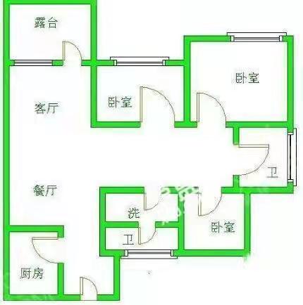 南湖春天  3室2厅1卫   2200.00元/月户型图