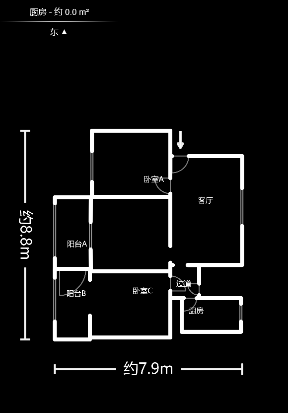 植物园家属楼  3室2厅1卫   57.00万户型图