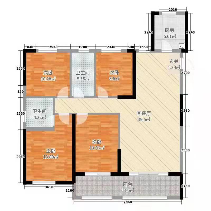 会龙山溪谷(住宅) 4室2厅1卫 2600.0元/月 会龙山溪谷(住宅) 4室2厅1卫 2600.0元/月户型图