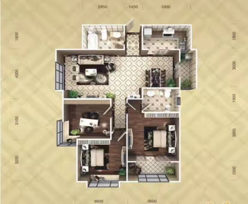 华城泊郡 3室2厅1卫 3400.00元/月 华城泊郡 3室2厅1卫 3400.00元/月户型图