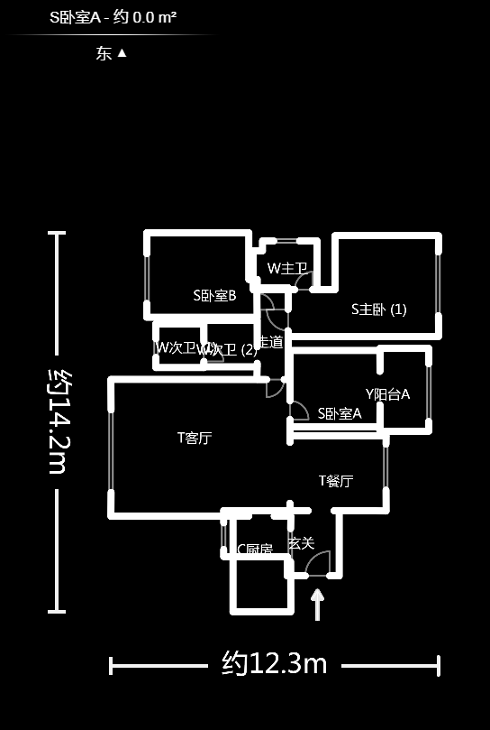 汇城上筑  3室2厅2卫    122.0万户型图