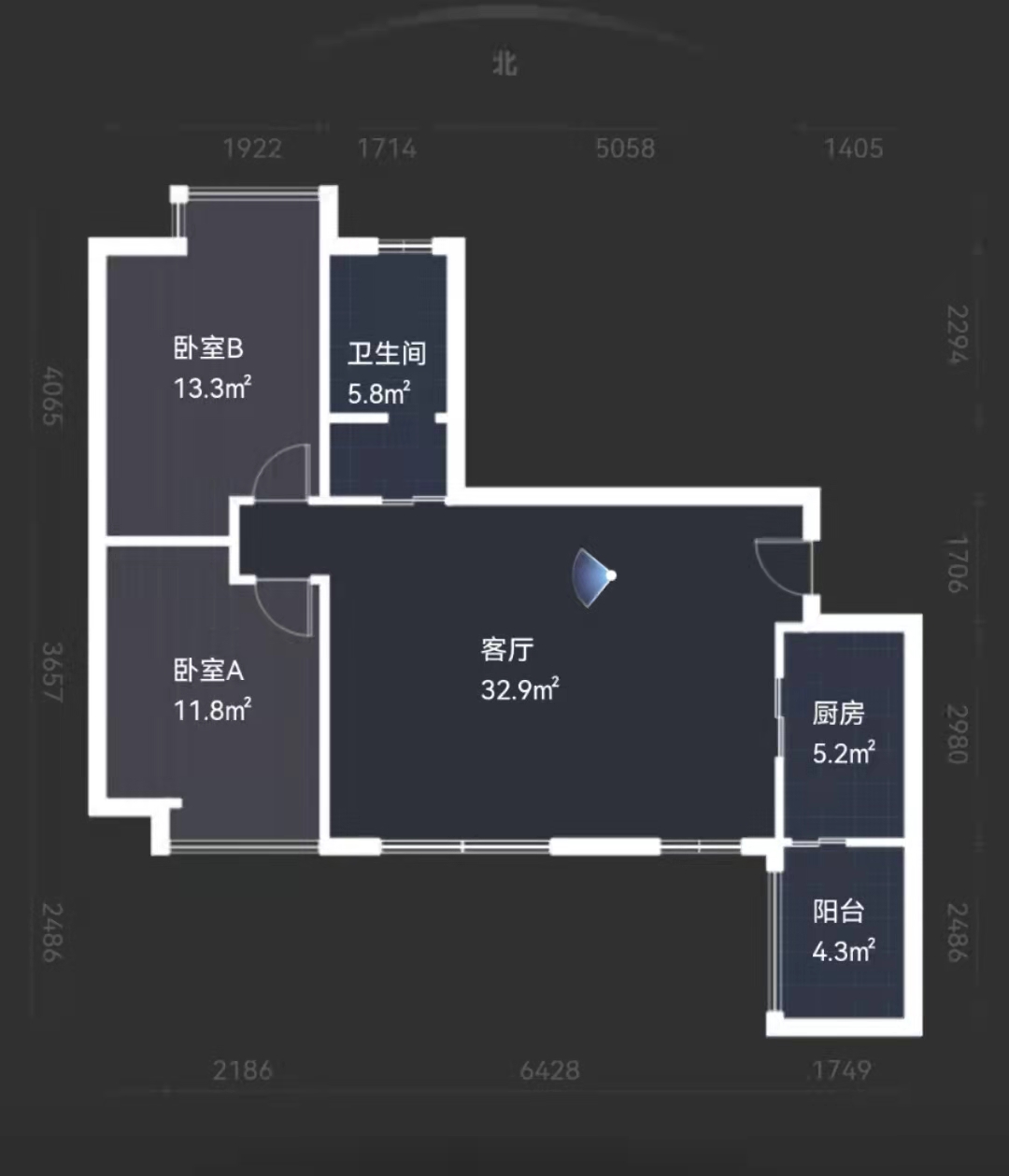 华城国际  2室2厅1卫   160.00万户型图