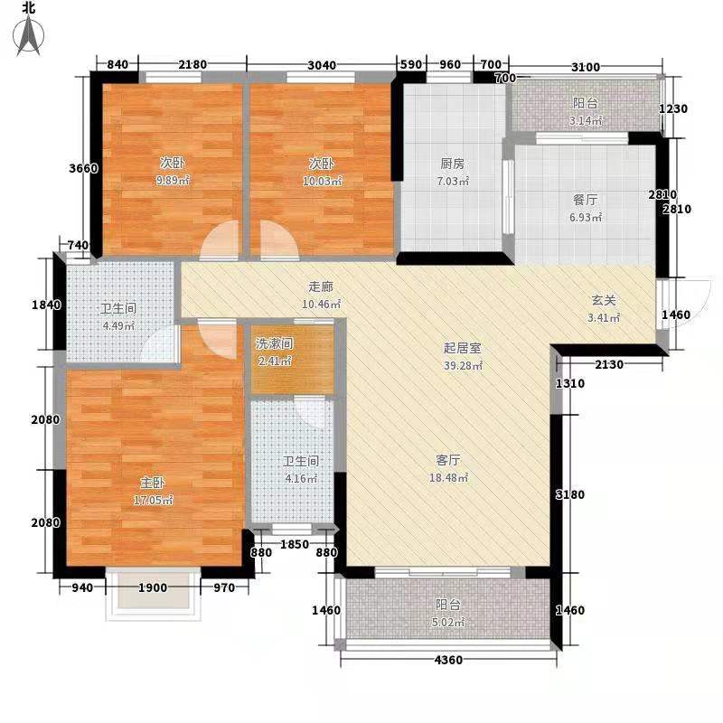 兴旺小区  3室2厅2卫   1200.00元/月户型图