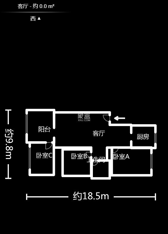 南锦家园 3室2厅1厨1卫 73.99万户型图