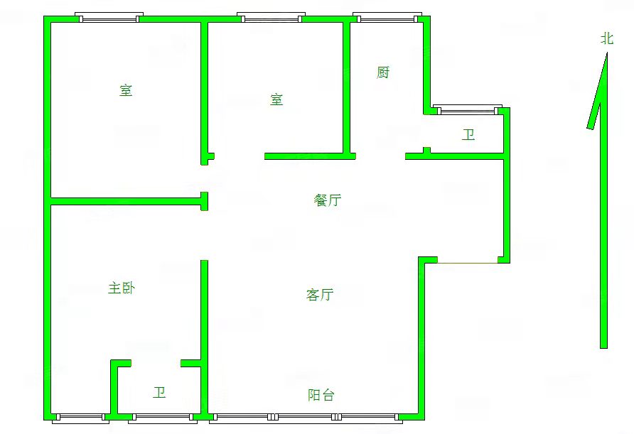 碧桂园梓山府  3室2厅1卫   2800.00元/月户型图