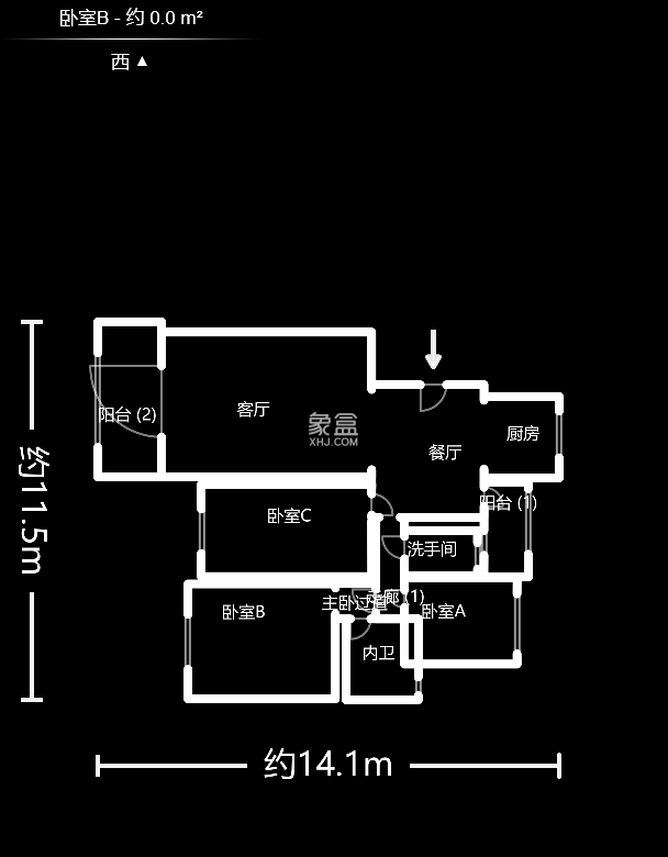 三江花中城  3室2厅2卫   128.00万户型图