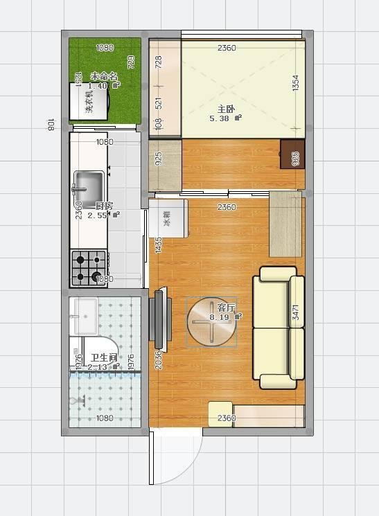 德泽园  1室1厅1卫   1500.00元/月户型图