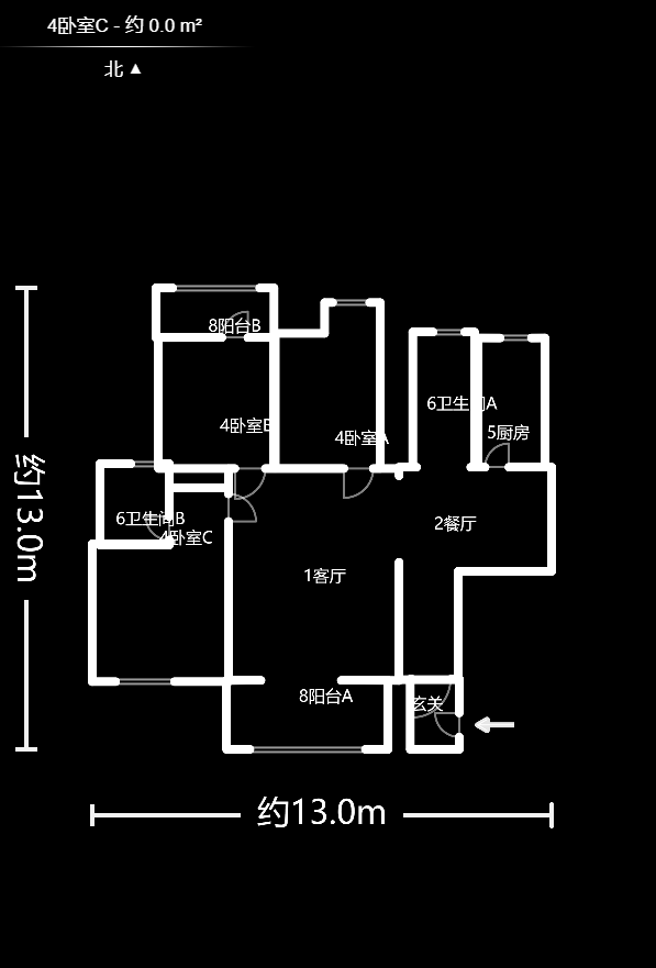 雄新水印廊橋（雄新華府）  3室2廳1衛(wèi)    2200.0元/月戶型圖