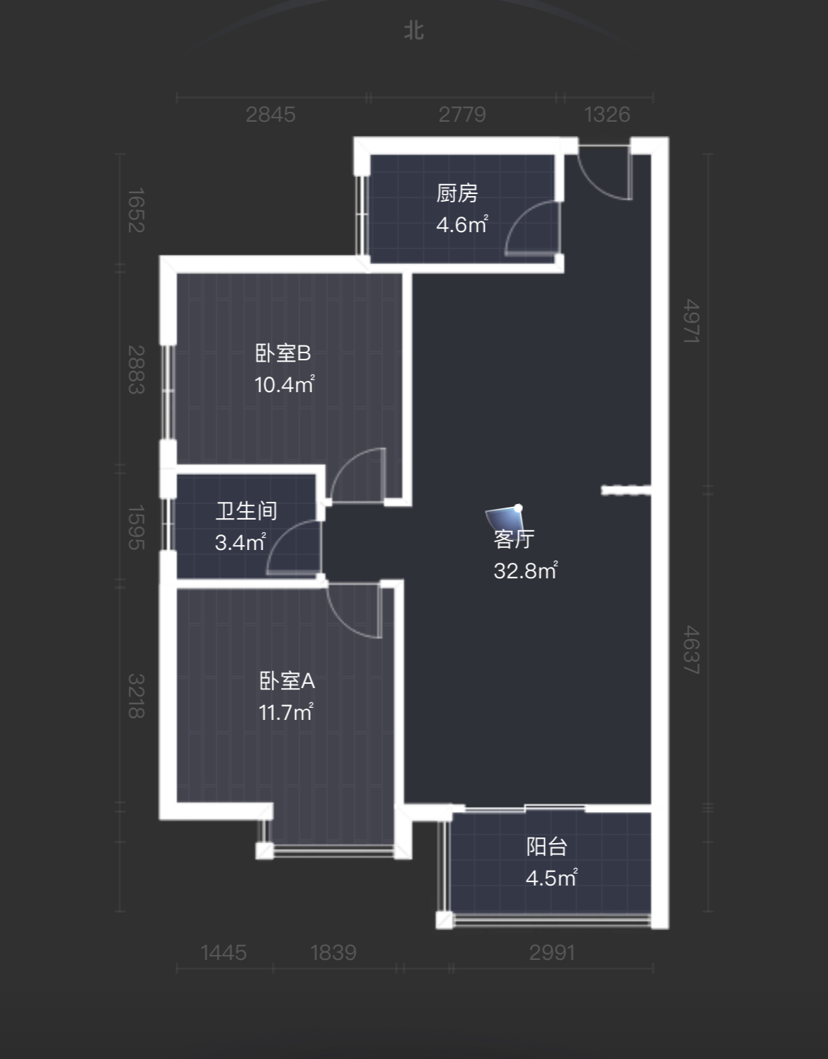 华城万象  2室2厅1卫   160.00万户型图