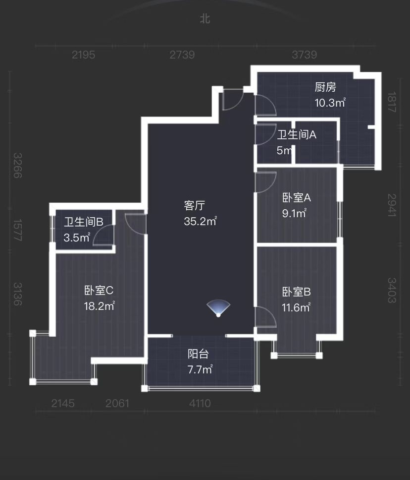 紫郡长安  3室2厅1卫   220.00万户型图