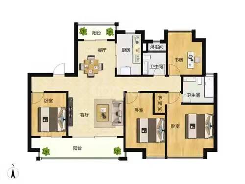万豪城市花园  3室2厅2卫    120.0万 万豪城市花园  3室2厅2卫    120.0万户型图