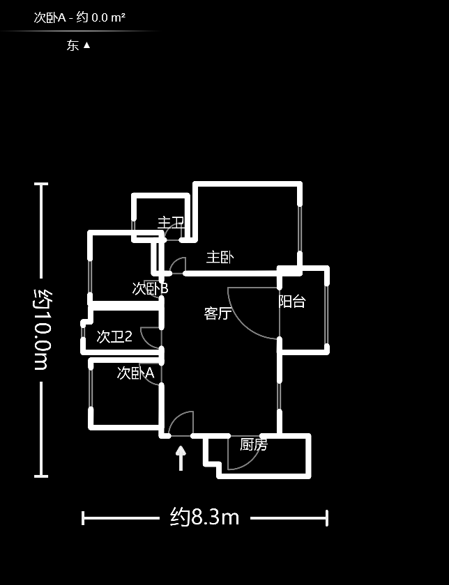 华润置地广场一期  3室2厅2卫    91.8万户型图
