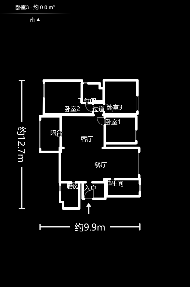 恒鑫山水卿卿  3室2厅1卫    108.0万户型图