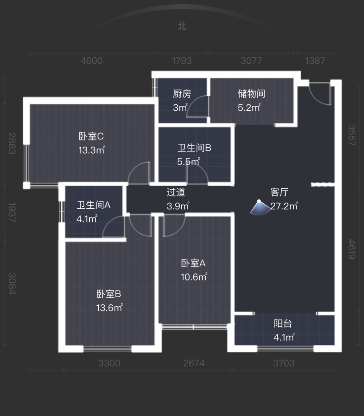 华城万象  3室2厅1卫   215.00万户型图