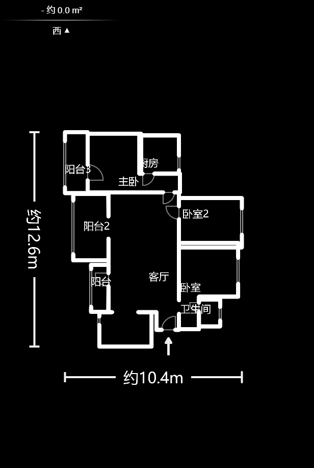 康桥长郡 3室2厅 76.80万户型图
