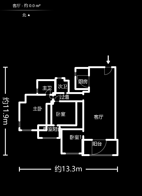 华盛新外滩  3室2厅2卫    135.0万户型图