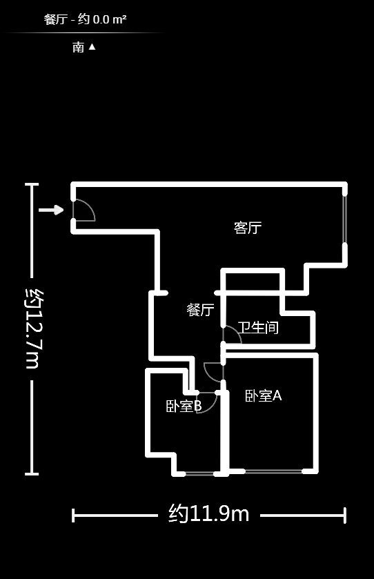 汇景发展环球中心  2室1厅1卫   200.00万户型图