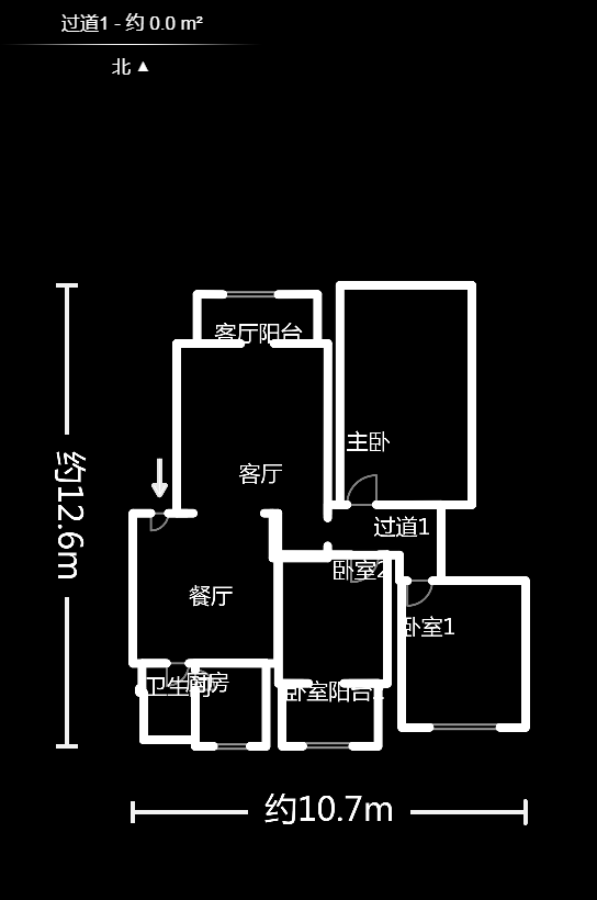 金帆江滨玫瑰园  3室2厅2卫   110.00万户型图