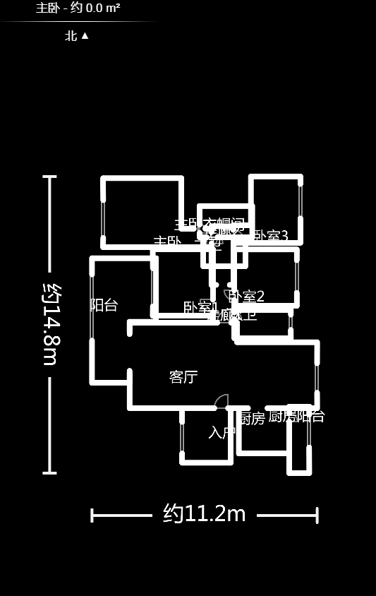 幸福里润城（幸福里二期）  3室2厅2卫   3500.00元/月户型图