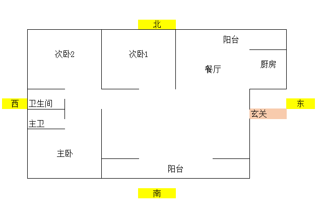 时代华府  2室2厅1卫   1500.00元/月户型图