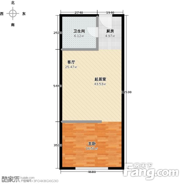 望江花园  2室1厅1卫   46.80万户型图