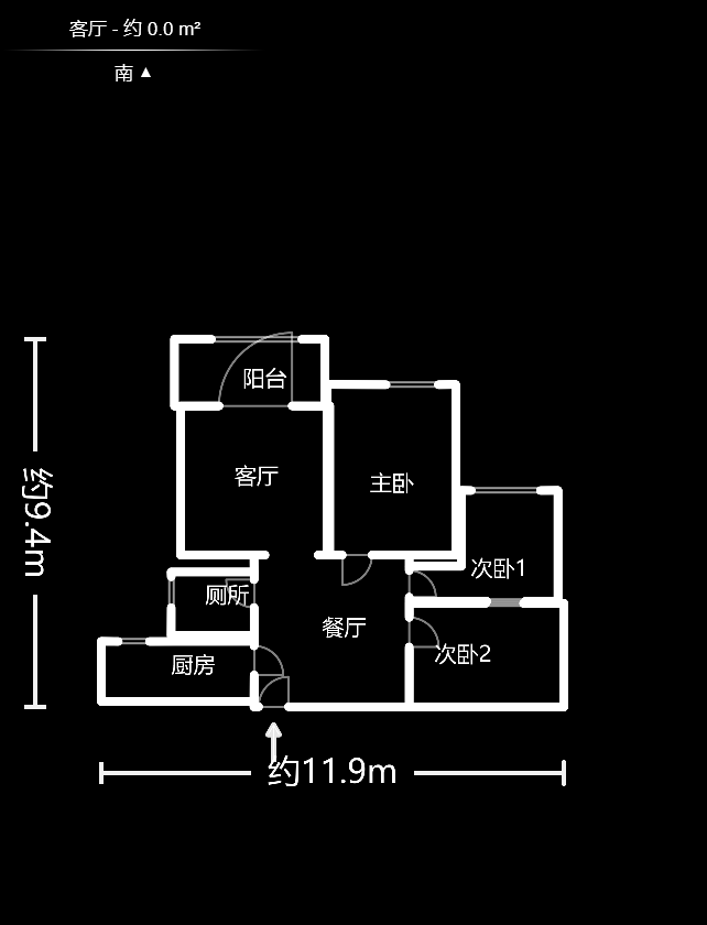 陽光麗城 2室2廳1廚1衛 2100.00元/月戶型圖