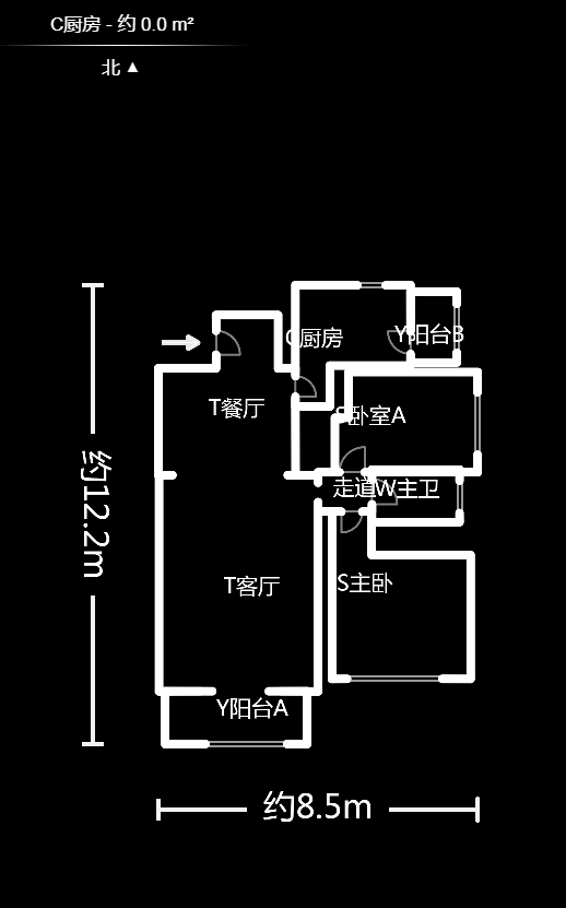 香河公寓  2室2廳1衛(wèi)    88.0萬戶型圖