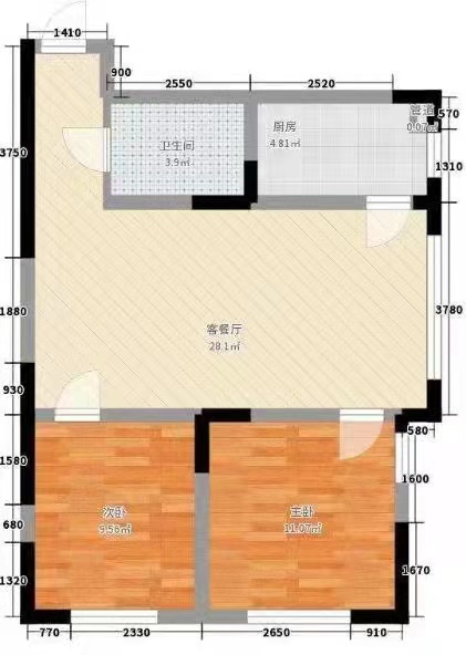 湘江北路散盘  1室1厅1卫   1000.00元/月户型图