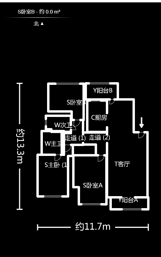 中城丽景香山园  3室2厅2卫   180.00万户型图