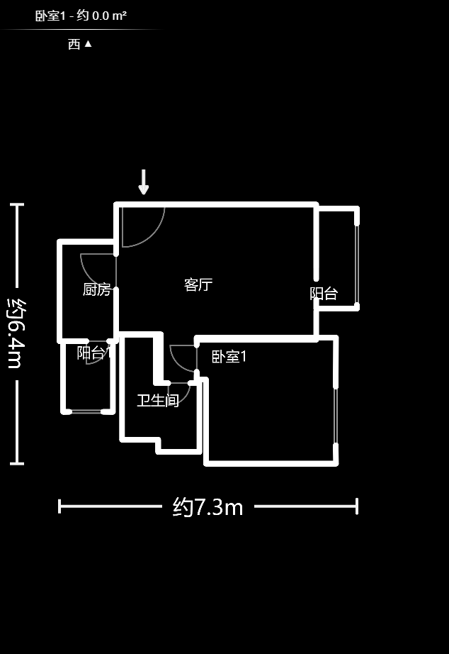 珠江花城四期花盛  1室1厅1卫   52.00万户型图