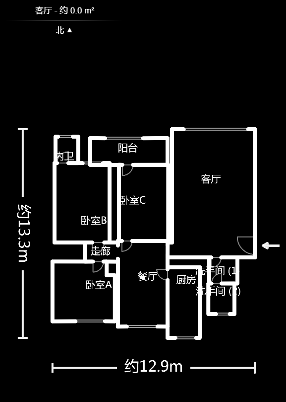 荷花园地税局宿舍  3室2厅2卫    150.0万户型图