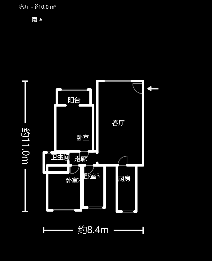 湘楚华庭  3室2厅1卫    84.8万户型图