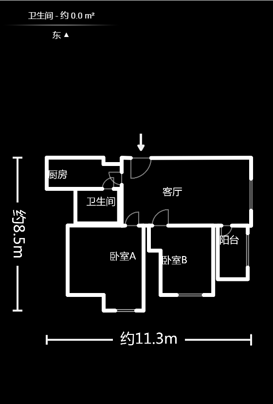 青和上座（上味舫大厦）  2室1厅1卫    3000.0元/月室内图1