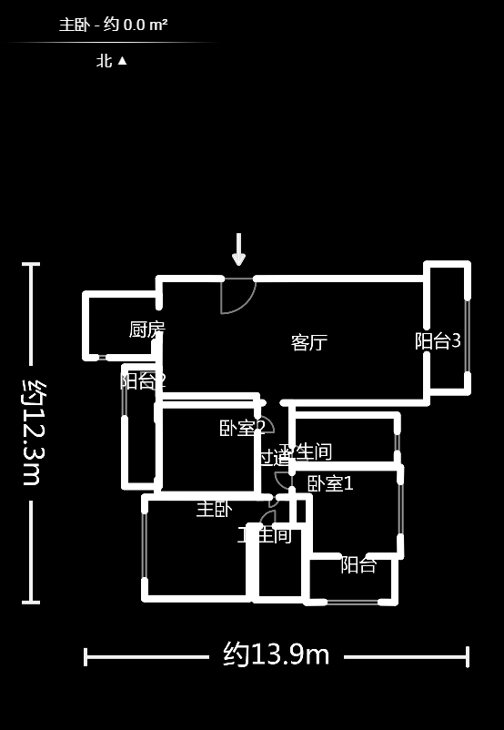 江临天下  3室2厅2卫   148.00万户型图