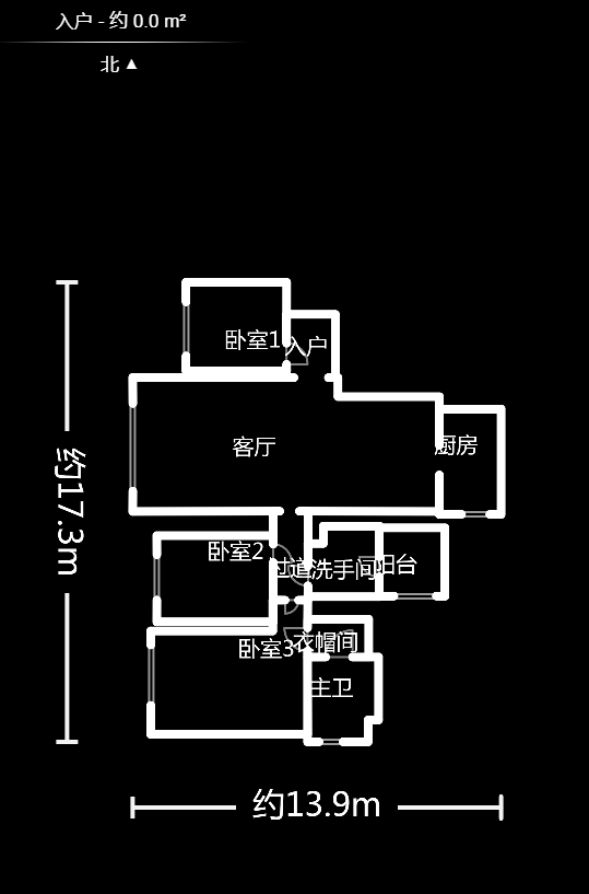 中隆国际嘉熙中心  3室2厅2卫    9800.0元/月户型图