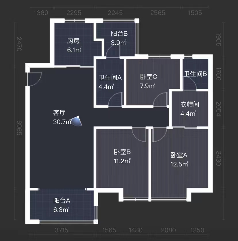 玫瑰御园  3室2厅2卫   79.00万客厅