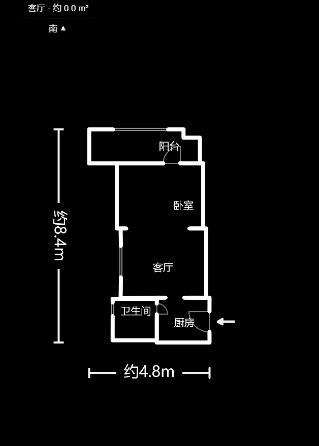 尊邸华庭  1室1厅1卫   44.00万户型图