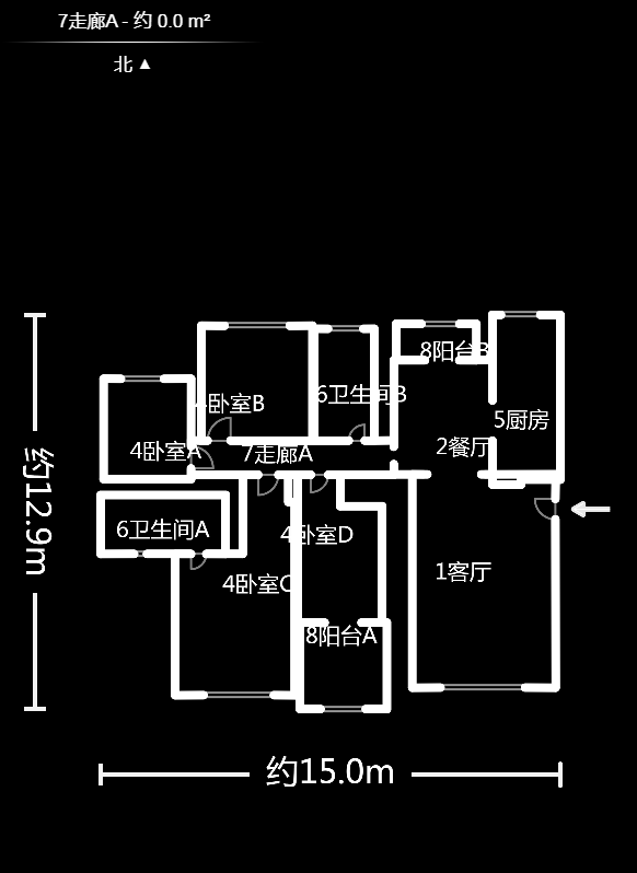 圣爵菲斯  4室2厅2卫    3200.0元/月户型图