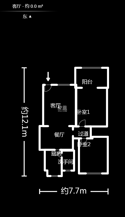 妹子山社区  2室2厅1卫   50.00万户型图