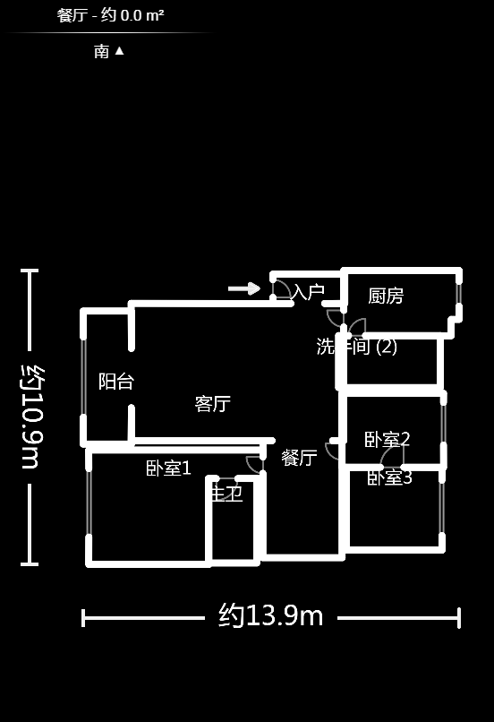 金地社区  3室2厅2卫   145.00万户型图