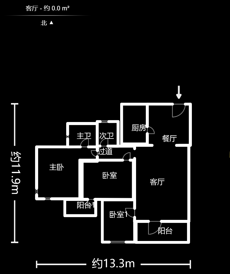 华盛新外滩  3室2厅2卫   190.00万户型图