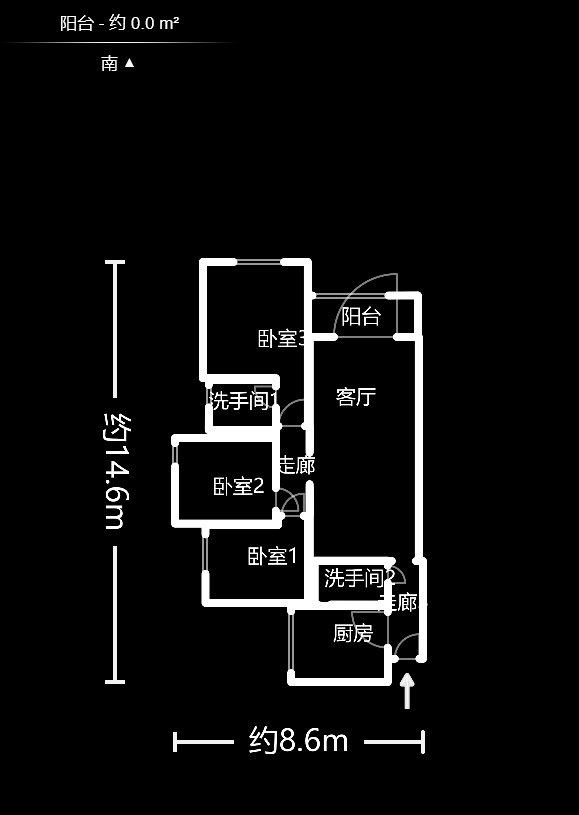 上海城小区  3室2厅2卫    113.6万户型图