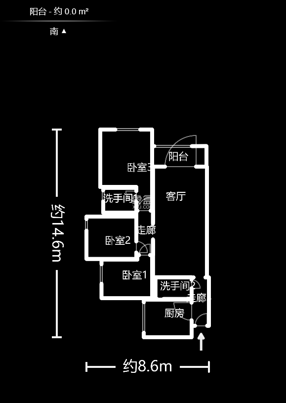 上海城小区  3室2厅2卫    113.6万户型图