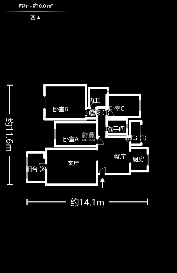 三江花中城 3室2厅1厨2卫 124.00万户型图