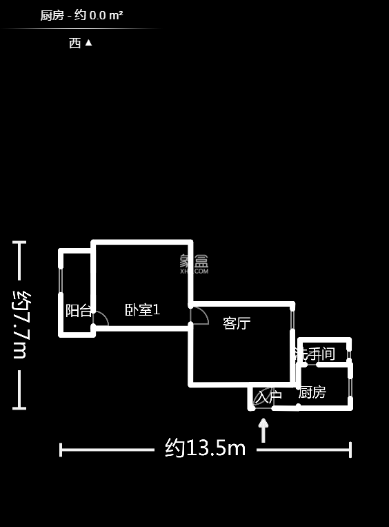 红花坡社区  1室1厅1卫   43.80万户型图
