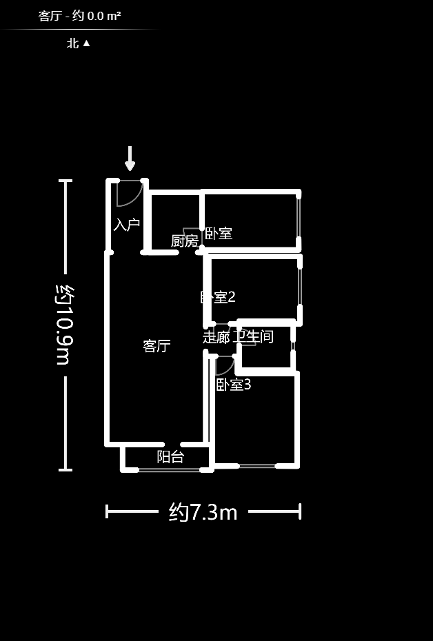 中欣楚天雅郡  2室2厅1卫   65.00万户型图